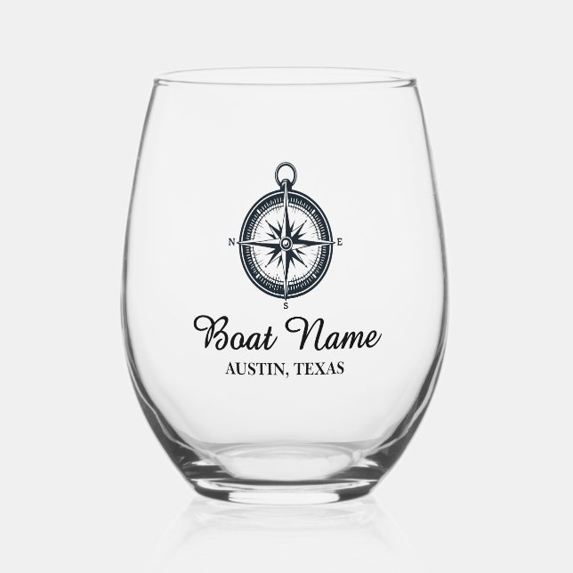Verre À Vin Sans Pied Nom de bateau nautique (Recto)