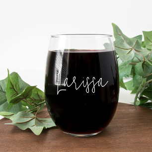 Verre À Vin Sans Pied Nom de Demoiselle d'Honneur de Mariage de Script M