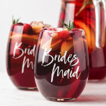 Verre À Vin Sans Pied Nom de la femme de ménage personnalisée Police de<br><div class="desc">Nom de la femme de ménage personnalisée Police Police blanche Brie Vin Stemless</div>
