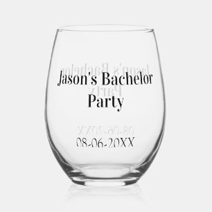 Verre À Vin Sans Pied Nom de la fête de Bachelor date simple minimal mei