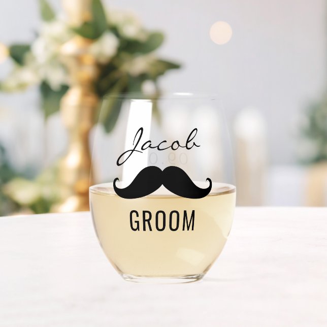 Verre À Vin Sans Pied Nom de la pièce Mustache Mariage Date (Insitu (Mariage))