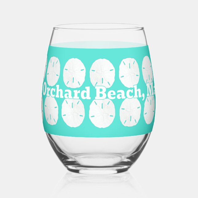 Verre À Vin Sans Pied Nom de la plage Dollars de sable Turquoise (Gauche)