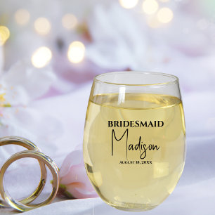 Verre À Vin Sans Pied Nom de l'aide-ménagère Date personnalisée