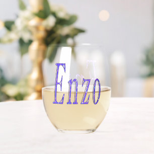 Verre À Vin Sans Pied Nom de l'Enzo d'étincelle bleue,