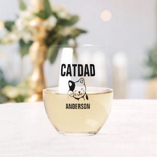 Verre À Vin Sans Pied Nom de père de chat personnalisé