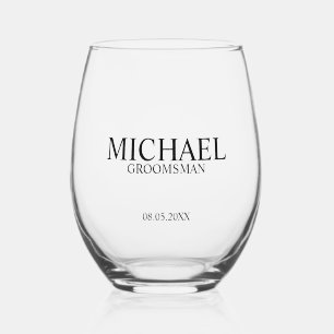 Verre À Vin Sans Pied Nom du Groomsman Personnalisé Classique