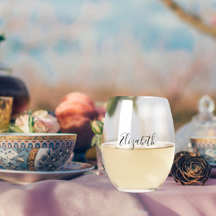 Verre À Vin Sans Pied Nom écriture élégante femme