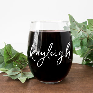 Verre À Vin Sans Pied Nom manuscrit de la mariée pour la fête de mariage