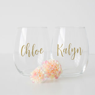 Verre À Vin Sans Pied Nom manuscrit Mariage EVJF Fête de mariage