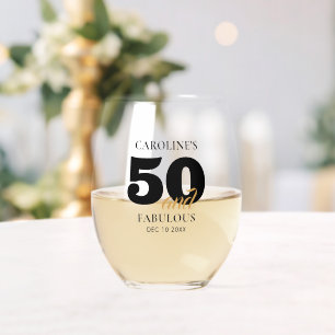 Verre À Vin Sans Pied Nom moderne cinquantième anniversaire