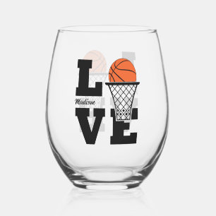 Verre À Vin Sans Pied Nom personnalisé Basketball Love