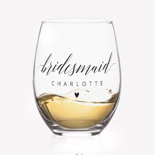 Verre À Vin Sans Pied Nom personnalisé de la proposition Bridesmaid