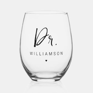 Verre À Vin Sans Pied Nom personnalisé Dr Minimaliste Docteur Graduation