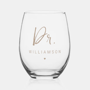 Verre À Vin Sans Pied Nom personnalisé Dr Minimaliste Docteur Graduation