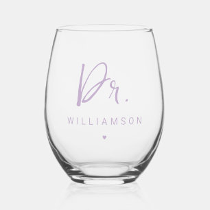 Verre À Vin Sans Pied Nom personnalisé Dr Minimaliste Docteur Graduation