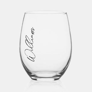 Verre À Vin Sans Pied Nom personnalisé du script moderne