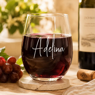 Verre À Vin Sans Pied Nom personnalisé écriture tendance pour demoiselle
