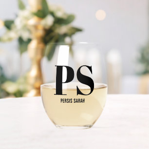 Verre À Vin Sans Pied Nom personnalisé initial du monogramme personnalis
