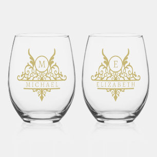Verre À Vin Sans Pied Nom personnalisé Monogramme Organisation personnal