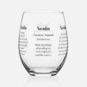 Verre À Vin Sans Pied Nom personnalisé "No niin" Finlandais définition