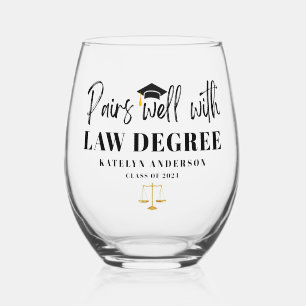 Verre À Vin Sans Pied Nom personnalisé se marie bien avec le diplôme en 