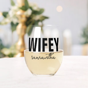 Verre À Vin Sans Pied Nom Wifey personnalisé