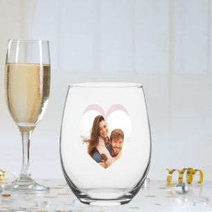 Verre À Vin Sans Pied Noms de photo de coeurs rouges je t'aime
