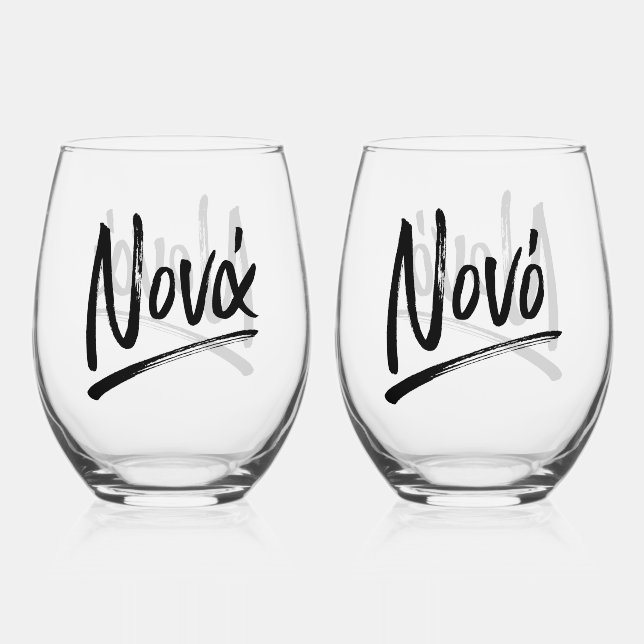 Verre À Vin Sans Pied Nona et Nono Grec Godmère Parrain élégant (Recto)