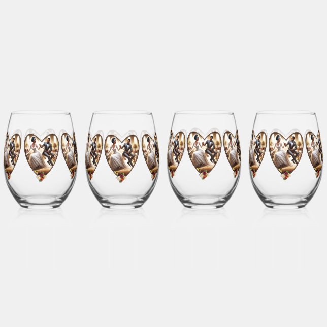 Verre À Vin Sans Pied Notre Mariage Jour Bliss Élégant (Recto)