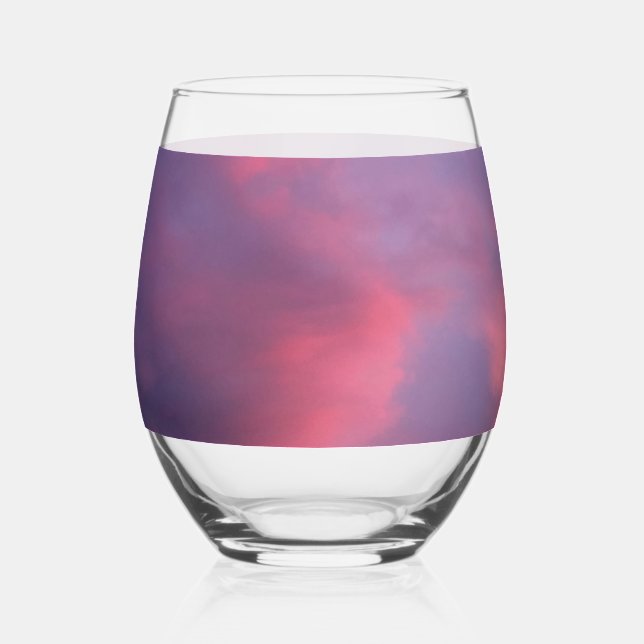 Verre À Vin Sans Pied Nuages roses bleus (Recto)