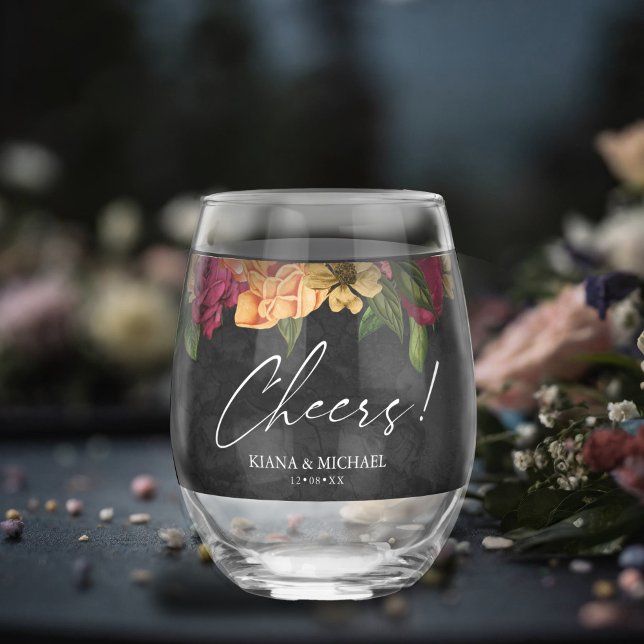Verre À Vin Sans Pied Nuits Sultry Floral Mariage Cheers ID829 (Créateur téléchargé)