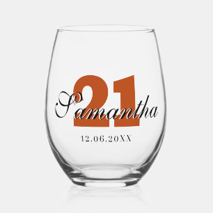 Verre À Vin Sans Pied Numéro d'anniversaire de la rouille Date du nom