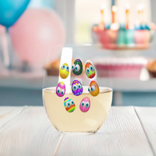 Verre À Vin Sans Pied Œufs de Pâques de dessin animé mignons et drôles