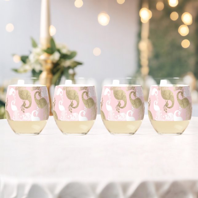 Verre À Vin Sans Pied Oiseau royal rose (Insitu (Mariage))