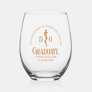 Verre À Vin Sans Pied Orange Ostéopathic Médicale School Graduation