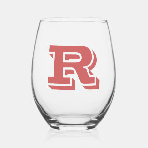 Verre À Vin Sans Pied Orange rouillé Moderne Grand Monogramme Lettre ini