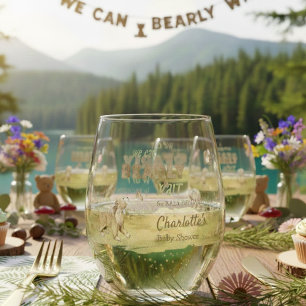 Verre À Vin Sans Pied Ours en aquarelle Ourson à peine attendre Bienvenu