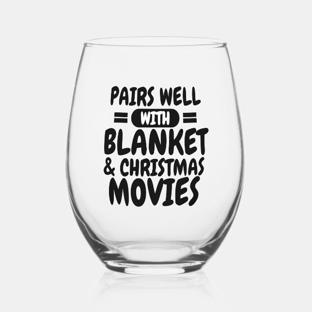 Verre À Vin Sans Pied Paire bien avec couverture et films de Noël (Recto)