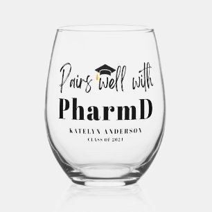 Verre À Vin Sans Pied Paire bien avec PharmD Graduation personnalisée