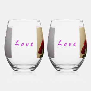 Verre À Vin Sans Pied Paire de cygne/Rose/Amour Lunettes de vin sans pie