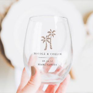 Verre À Vin Sans Pied Palmier Tropical Destination Mariage Faveur