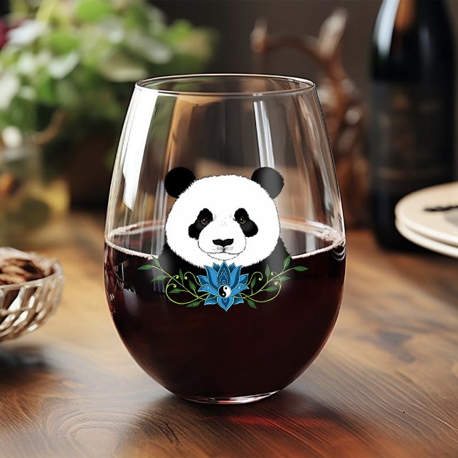 Verre À Vin Sans Pied Panda Bear Lotus (Créateur téléchargé)