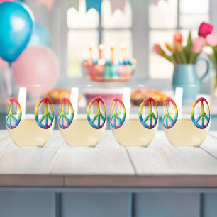 Verre À Vin Sans Pied Panneau de paix Rainbow