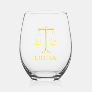Verre À Vin Sans Pied Panneau étoile Balance dorée de Libra