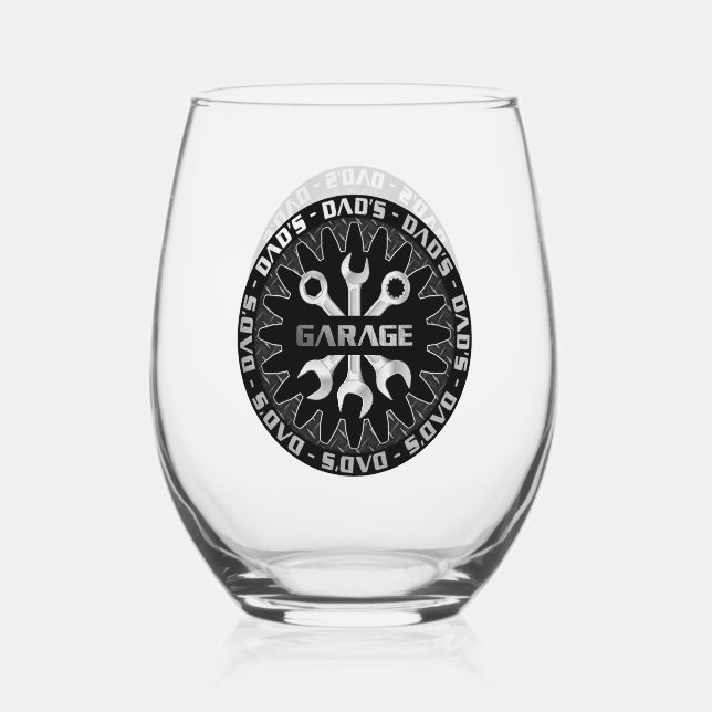 Verre À Vin Sans Pied Papa Aimera Ça ! Garage Bar Lounge (Recto)