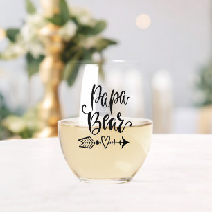 Verre À Vin Sans Pied Papa Bear Calligraphie tribale Personnalisée