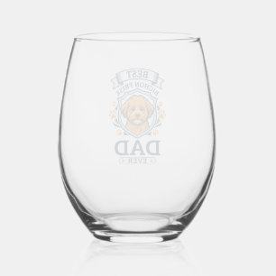 Verre À Vin Sans Pied Papa Bichon Frise pour toujours Empreintes de patt