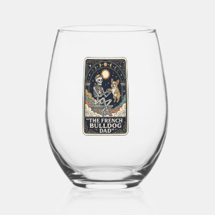 Verre À Vin Sans Pied Papa Bouledogue Français Vintage Squelette Tarot T