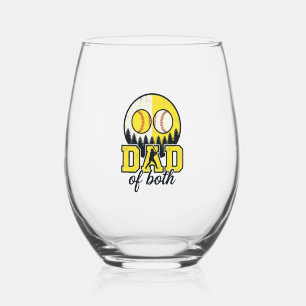Verre À Vin Sans Pied Papa de baseball softball des deux conception de v