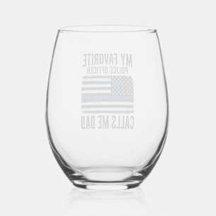 Verre À Vin Sans Pied Papa officier de police ligne bleue mince vecteur